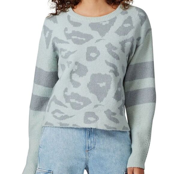 JOHN + JENN Finn Blue Leopard Printed Knit Sweater Size S - Picture 2 of 8